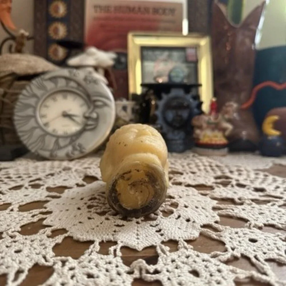 Vintage Whimsical Folk Art Buddha Head Candle Handcrafted Beeswax Figural